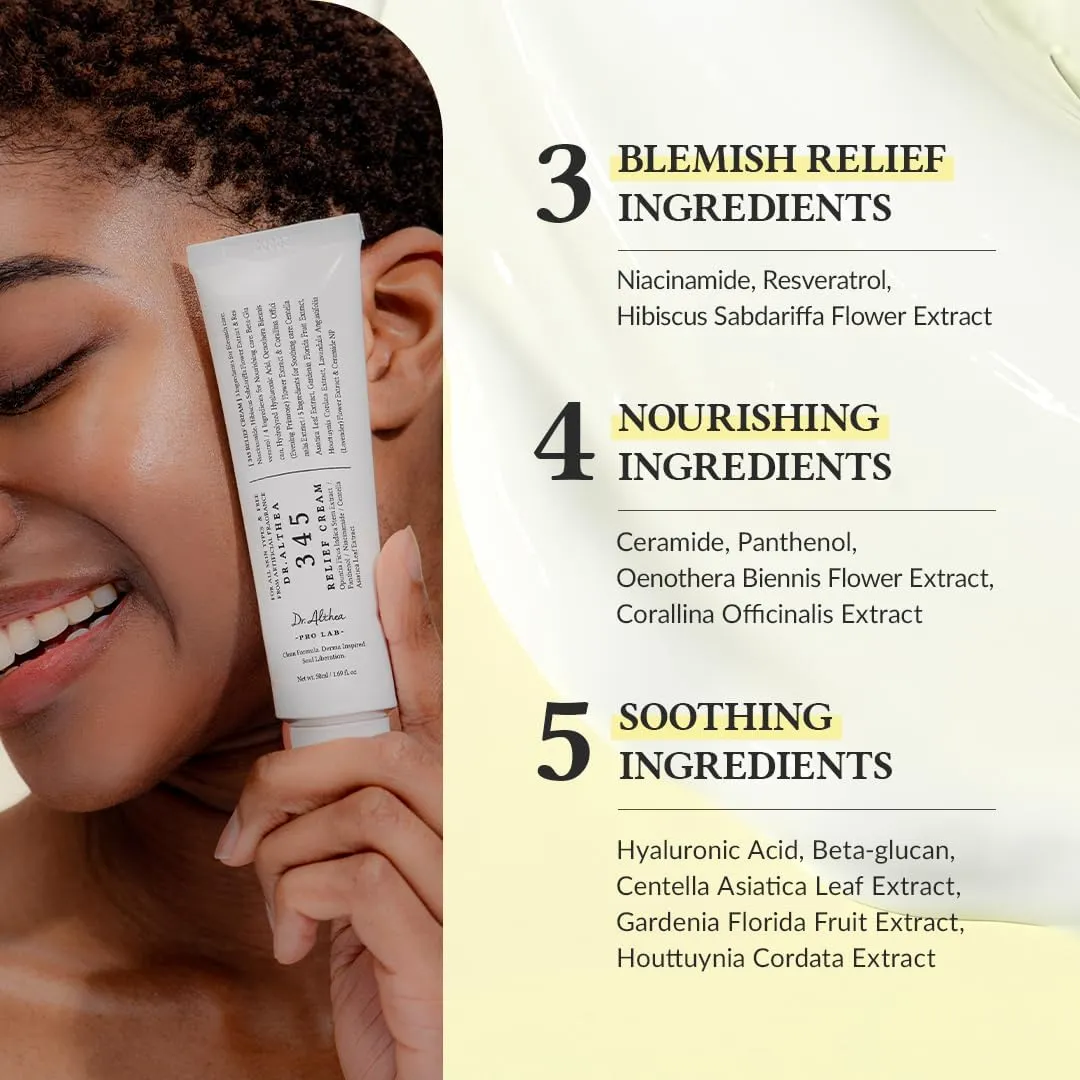 Dr. Althea 345 Relief Cream | Acne Care Vegan Gel Cream with Niacinamide & Ceramide